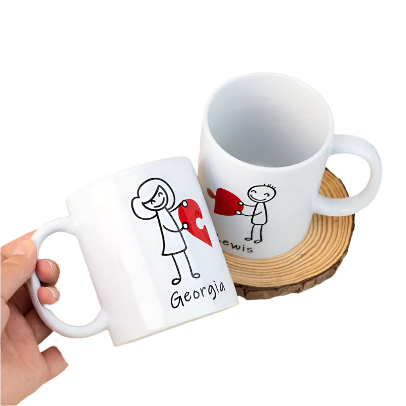 2-Pack Personalized Ceramic Coffee Mugs Couples Gift-0