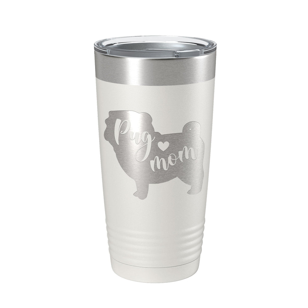 Pug Mom Tumbler Dog Travel Mug Gift Insulated Laser Engraved Coffee Cup 20 oz-1