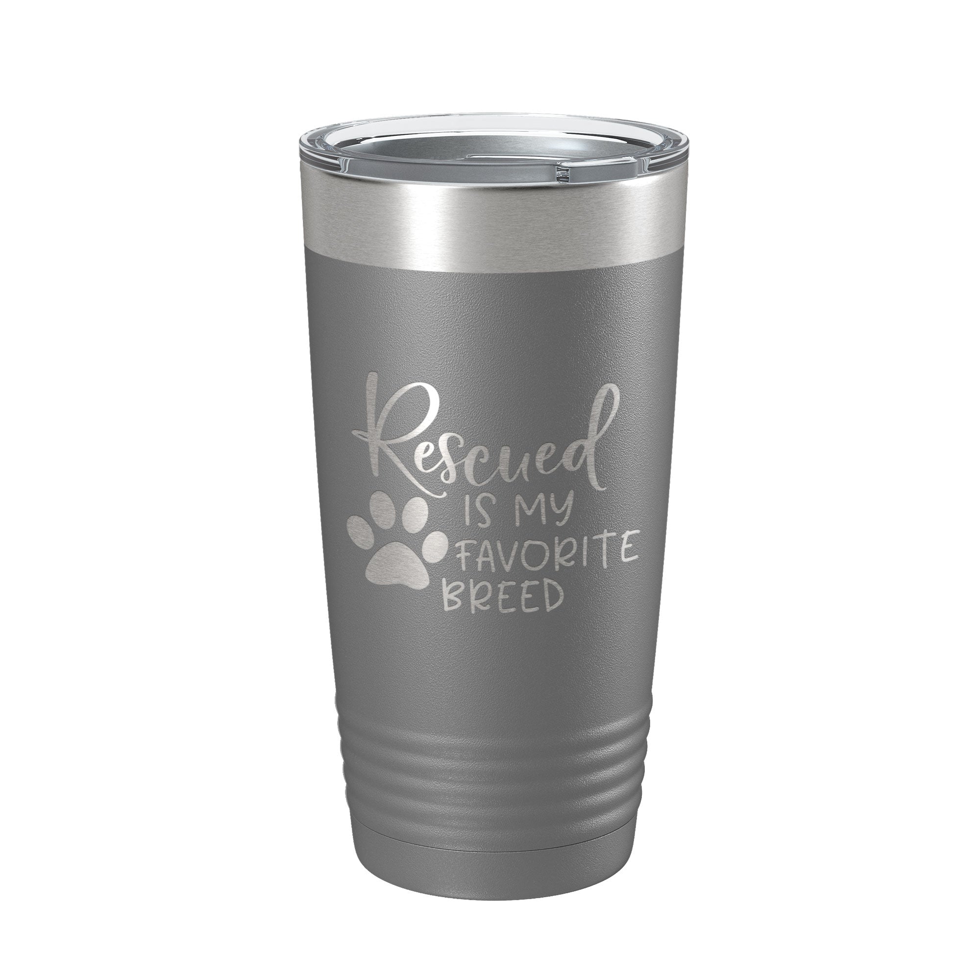 Rescued Is My Favorite Breed Tumbler Travel Mug Insulated Laser Engraved Coffee Cup Dog Cat Lover Gift 20 oz-16
