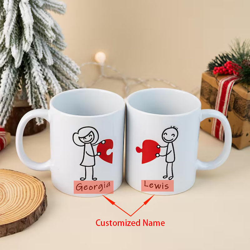2-Pack Personalized Ceramic Coffee Mugs Couples Gift-2