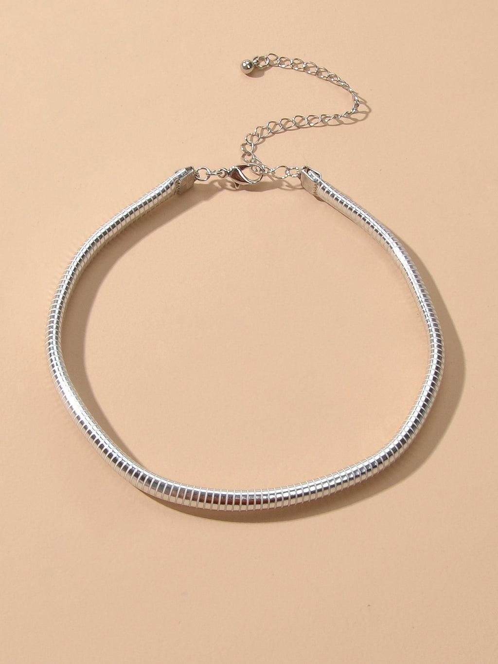 Punk Silver Faux Leather Short Tattoo Choker Necklace Statement Grunge Collar-1