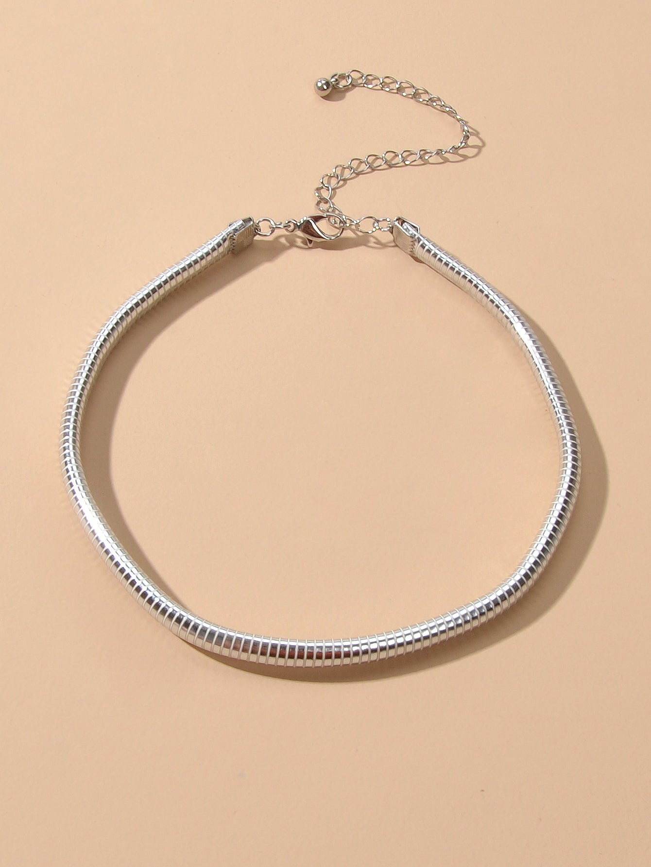 Punk Silver Faux Leather Short Tattoo Choker Necklace Statement Grunge Collar-1