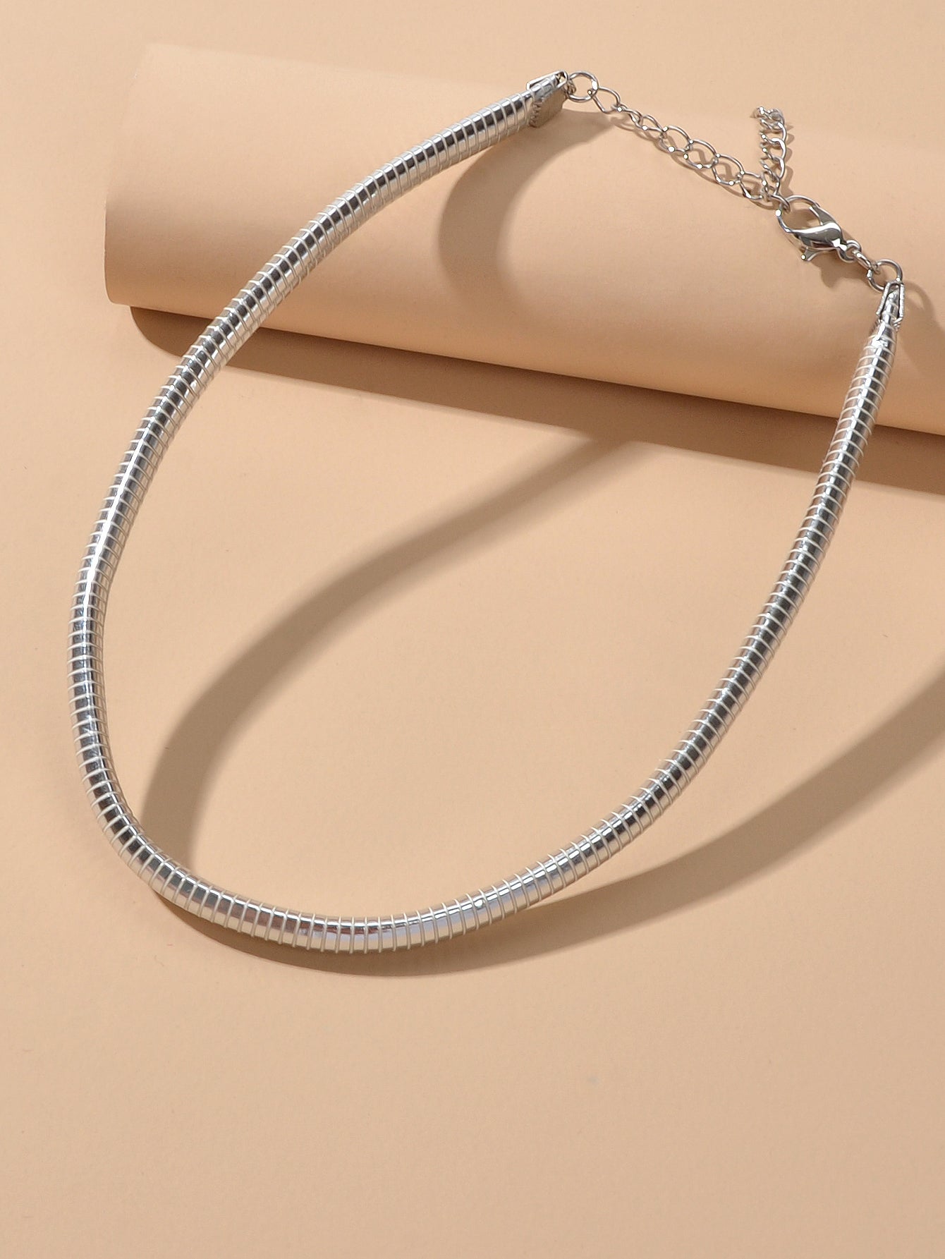 Punk Silver Faux Leather Short Tattoo Choker Necklace Statement Grunge Collar-2