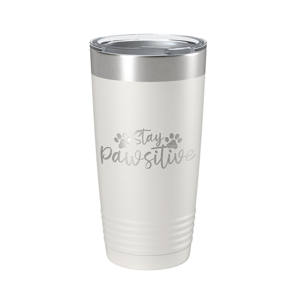 Dog Lover Tumbler Stay Pawsitive Travel Mug Gift Insulated Laser Engraved Coffee Cup 20 oz-1