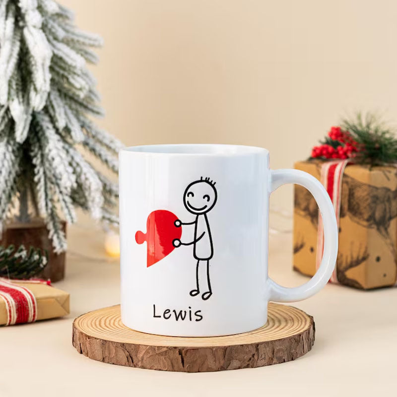 2-Pack Personalized Ceramic Coffee Mugs Couples Gift-1