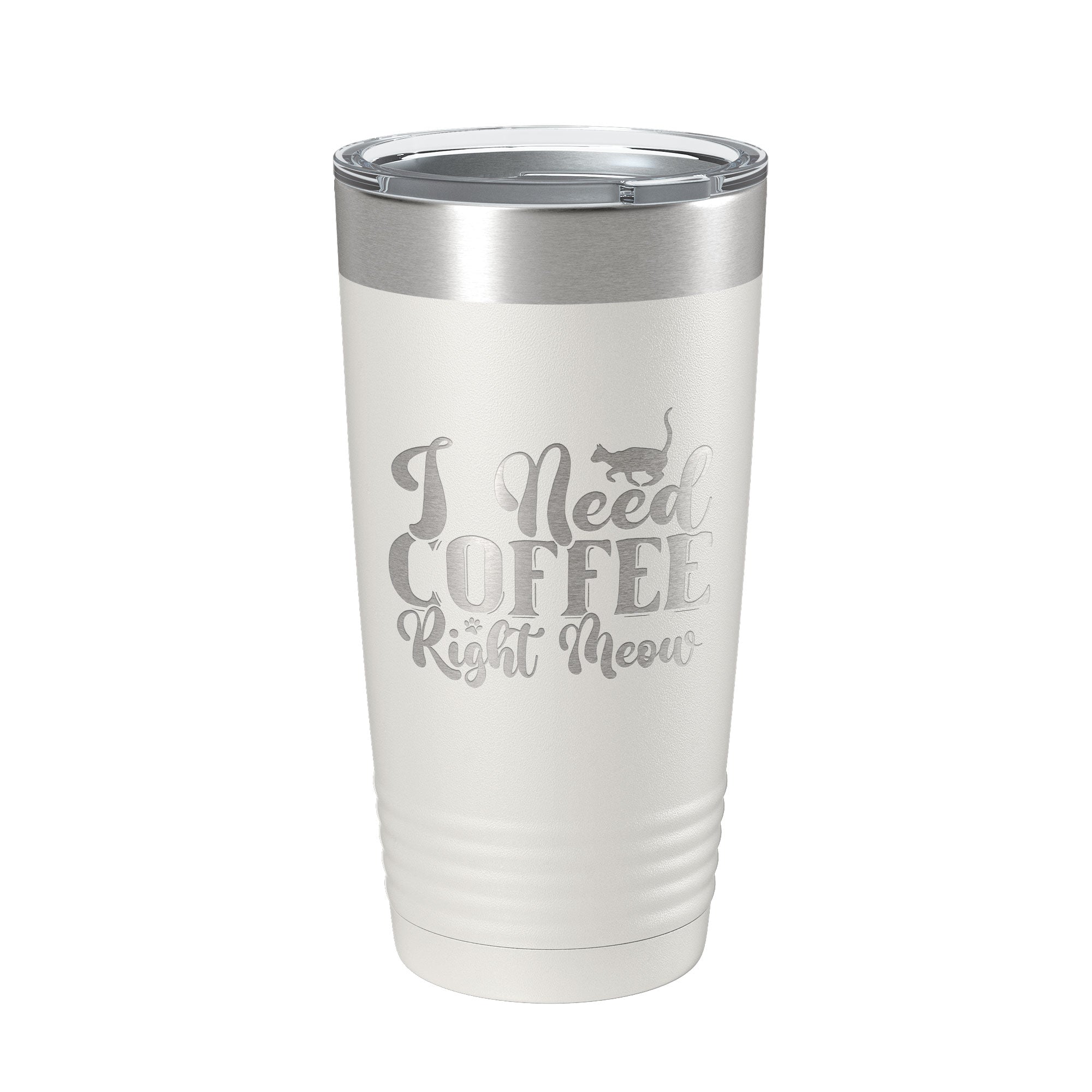 I Need Coffee Right Meow Tumbler Travel Mug Funny Cat Lover Gift Insulated Laser Engraved Coffee Cup 20 oz-1
