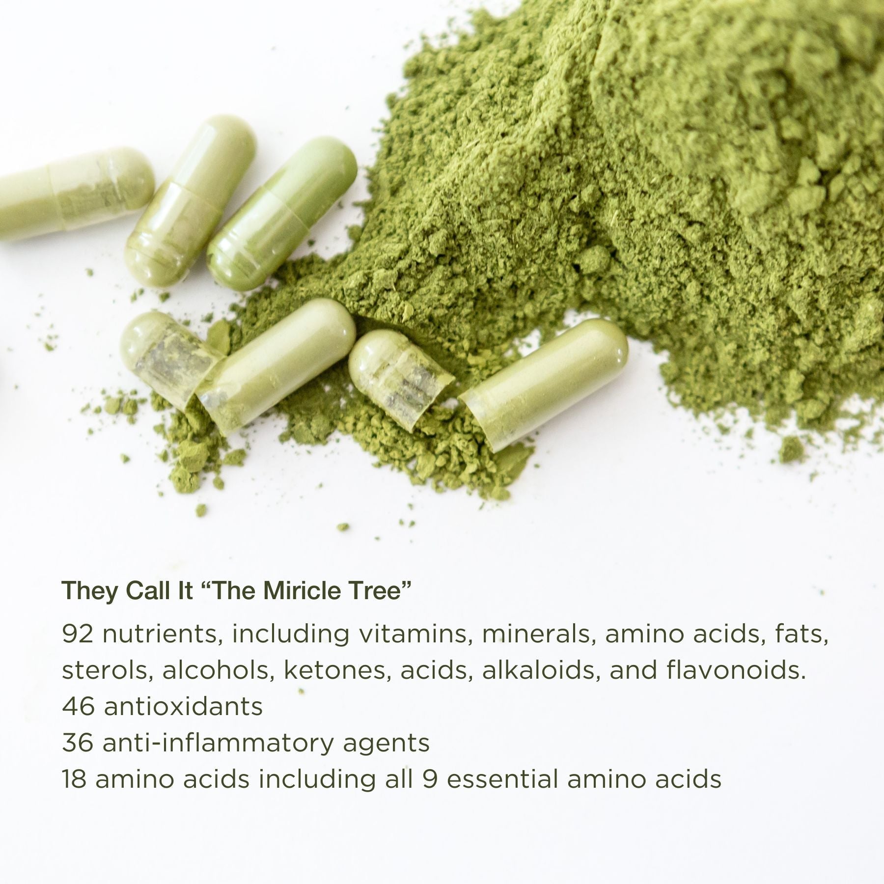 Premium Organic Moringa leaf Powder Supplements in Vegan Capsules 120ct in a Glass Jar. Non-GMO, Complete Green Superfood-3